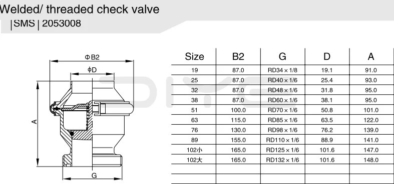Sanitary Non Return Clamped Check Valve